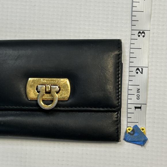 Salvatore Ferragamo Key Holder Wallet Leather Gold Gancini Made in Italy Accesso - Picture 10 of 10